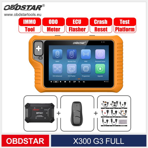 OBDSTAR X300 Classic G3 Key Programmer with Full License Cluster Calibration ECU Clone Airbag Reset Test Platform with MOTO IMMO Cable Kit+Key SIM